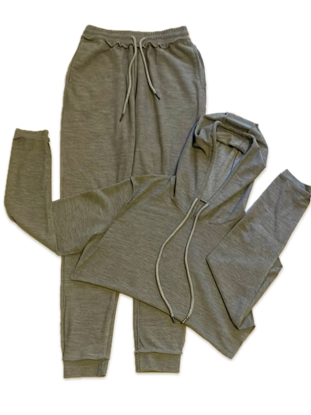 HL Affair Gray Reversed Stitching Cropped Hoodie & Jogger Set M S